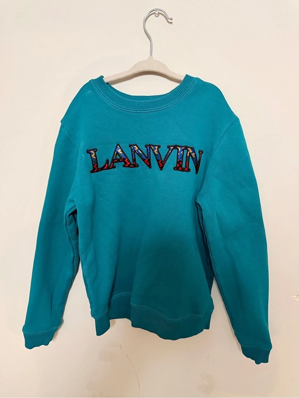 Lanvin Kids Embroidered Logo Sweatshirt Girls Size 10 Blue